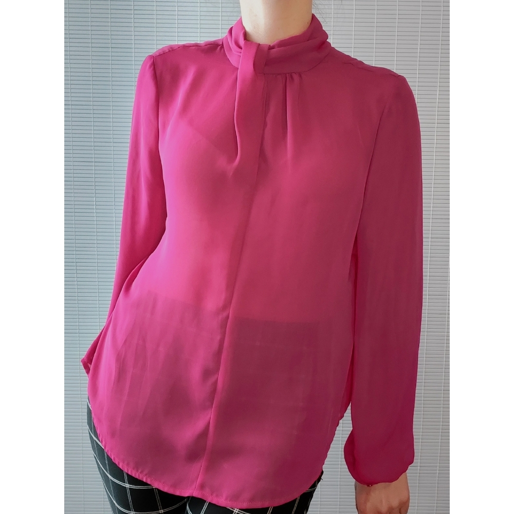 WORTHINGTON Poet Sleeve Sheer Pink Flowy Blouse Large